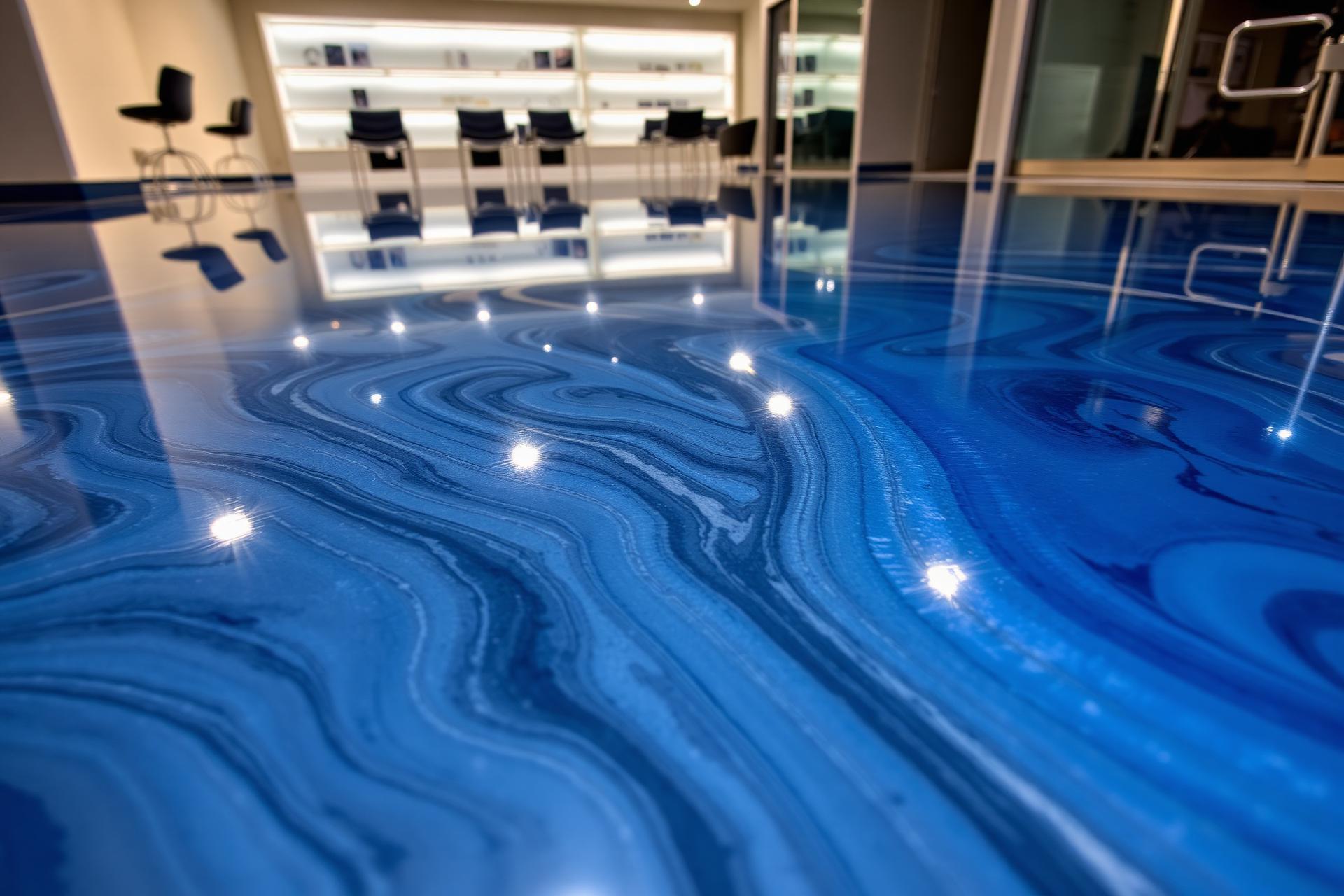 High-gloss metallic epoxy floor